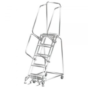 Ballymore SS052414G Stainless Steel Rolling Ladder 5 Steps 83-inch Height Grip Strut Treads