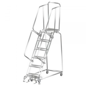 Ballymore SS062421G Stainless Steel Rolling Ladder 6 Steps 93-inch Height Grip Strut Treads
