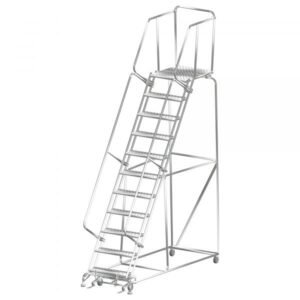 Ballymore SS113228G Stainless Steel Rolling Ladder 11 Steps 143-inch Height Grip Strut Treads
