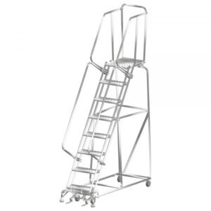 Ballymore SS082414P Stainless Steel Rolling Ladder 8 Steps 113-inch Height Perforated Treads