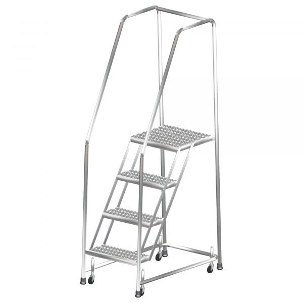 Ballymore SS053228P Stainless Steel Rolling Ladder 5 Steps 83-inch Height Perforated Treads