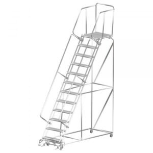Ballymore SS123221P Stainless Steel Rolling Ladder 12 Steps 153-inch Height Perforated Treads