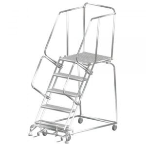 Ballymore SS053221P Stainless Steel Rolling Ladder 5 Steps 83-inch Height Perforated Treads