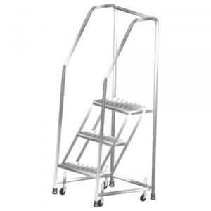 Ballymore SS220G Stainless Steel Rolling Ladder 2 Steps 49-inch Height Grip Strut Treads