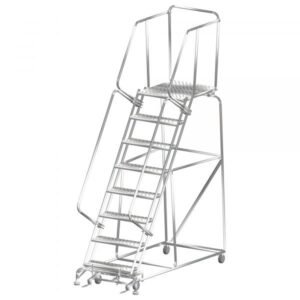 Ballymore SS083221P Stainless Steel Rolling Ladder 8 Steps 113-inch Height Perforated Treads