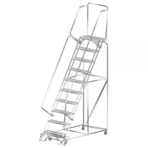 Ballymore SSFAWL-9P Stainless Steel Rolling Ladder 9 Steps 123-inch Height Perforated Treads