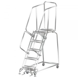 Ballymore SS052428G Stainless Steel Rolling Ladder 5 Steps 83-inch Height Grip Strut Treads