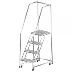 Ballymore SS063228P Stainless Steel Rolling Ladder 6 Steps 93-inch Height Perforated Treads