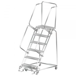 Ballymore SS062428P Stainless Steel Rolling Ladder 6 Steps 93-inch Height Perforated Treads