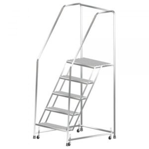 Ballymore SS724P Stainless Steel Rolling Ladder 7 Steps 103-inch Height Perforated Treads