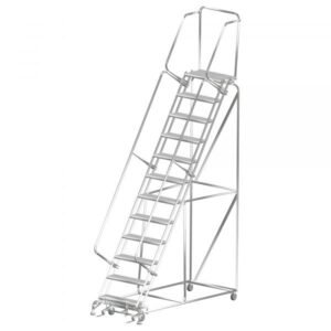 Ballymore SSFAWL-11P Stainless Steel Rolling Ladder 11 Steps 143-inch Height Perforated Treads