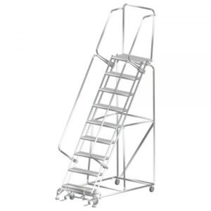 Ballymore SSFAWL-8P Stainless Steel Rolling Ladder 8 Steps 113-inch Height Perforated Treads