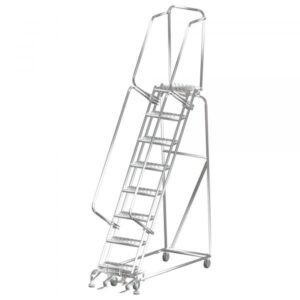 Ballymore SS082414G Stainless Steel Rolling Ladder 8 Steps 113-inch Height Grip Strut Treads