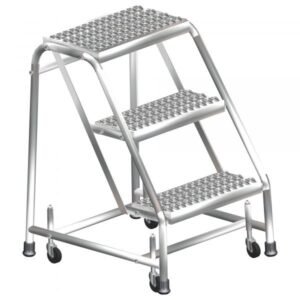 Ballymore SS3N30P Stainless Steel Rolling Step Stool 3 Steps 28.5-inch Height Perforated Treads