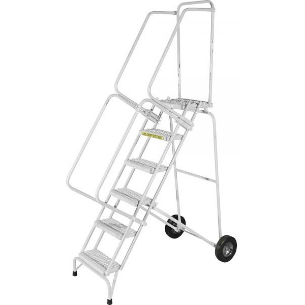 Ballymore SS630G Stainless Steel Rolling Ladder 6 Steps 93-inch Height Grip Strut Treads