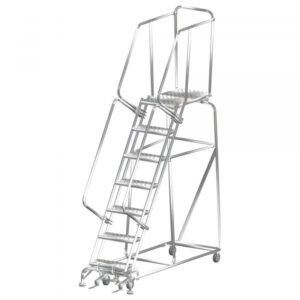 Ballymore SS072428G Stainless Steel Rolling Ladder 7 Steps 103-inch Height Grip Strut Treads