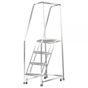 Ballymore SS624G Stainless Steel Rolling Ladder 6 Steps 93-inch Height Grip Strut Treads