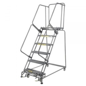 Ballymore PIP-6-32G Industrial Steel Rolling Ladder 6 Steps 90-inch Height