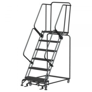 Ballymore 063221G Industrial Steel Rolling Ladder 6 Steps 93-inch Height
