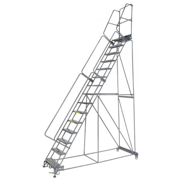 Ballymore 154014G Industrial Steel Rolling Ladder 15 Steps 183-inch Height