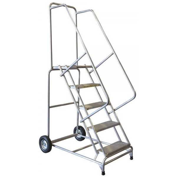 Ballymore 5-Step Aluminum Rolling Ladder Grip Strut Tilt-Roll (77.5in H)