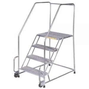 Ballymore SS330P Stainless Steel Rolling Ladder 3 Steps 58.5-inch Height Perforated Treads