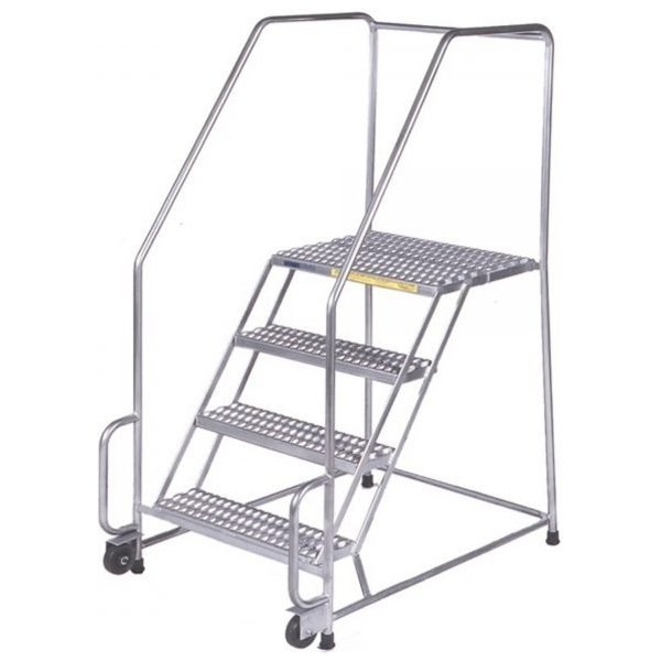 Ballymore SSFAWL-6P Stainless Steel Rolling Ladder 6 Steps 93-inch Height Perforated Treads