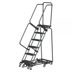 Ballymore WA-AD-062414G Heavy Duty Steel Rolling Ladder 6 Steps 93-inch Height