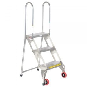 Vestil FLAD-3-SS 3-Step Folding Stainless Steel Ladder (58in H, 350 lb Cap)