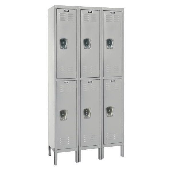 Hallowell U3288-2PL Premium Steel Locker, Double Tier (78"H x 36"W, Gray, Starter)