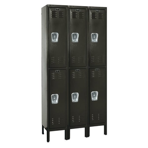 Hallowell U3288-2ME Premium Steel Locker, Double Tier (78"H x 36"W, Black, Starter)
