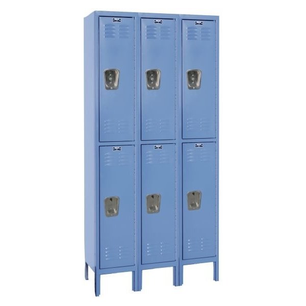 Hallowell U3288-2MB Premium Steel Locker, Double Tier (78"H x 36"W, Blue, Starter)