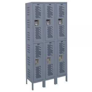 Hallowell U3288-2HV-A-HG Heavy-Duty Ventilated Locker, Double Tier (78"H x 36"W, Dark Gray, Add-On)
