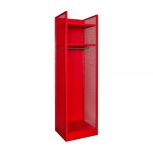 Hallowell TGNN42-1BC-G-RR-HT All-Welded Turnout Gear Firefighter Locker (86.25"H, Red, Fixed Shelf/Open Base)