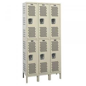 Hallowell U3588-2HV-A-PT Heavy-Duty Ventilated Locker, Double Tier (78"H x 45"W, Tan, Add-On)