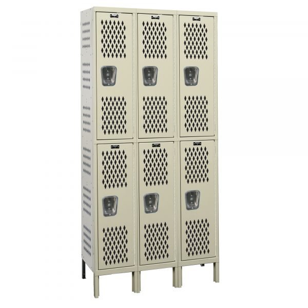 Hallowell U3518-2HV-A-PT Heavy-Duty Ventilated Locker, Double Tier (78"H x 45"W, Tan, Add-On)
