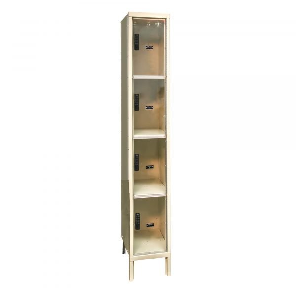 Hallowell UESVP1258-4A-PT DigiTech Safety-View Plus Locker, Four Tier (78"H x 12"W x 15"D, Tan, Add-On)