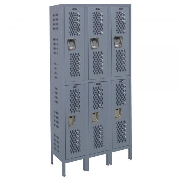 Hallowell U3818-2HV-A-HG Heavy-Duty Ventilated Locker, Double Tier (78"H x 54"W, Dark Gray, Add-On)
