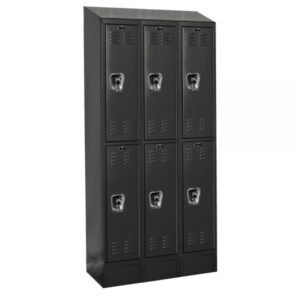 Hallowell URB3228-2ASB-ME ReadyBuilt Sloped-Top Locker, Double Tier (82"H x 36"W, Black, Starter)