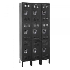 Hallowell URB3228-3A-ME Triple Tier ReadyBuilt Locker 78in H Black