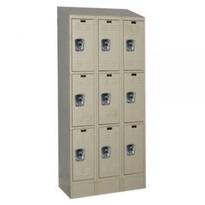 Hallowell URB3228-3ASB-PT Triple Tier ReadyBuilt Locker Sloped Top 82in H Tan