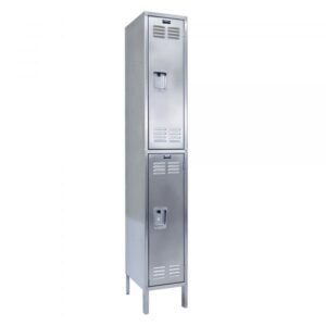 Hallowell USS1288-2 Stainless Steel Locker, Double Tier (78"H x 12"W, Silver, Starter)