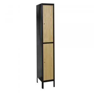 Hallowell UW1288-2A-MEW Metal-Wood Hybrid Locker, Double Tier (78"H x 12"W, Black, Add-On)