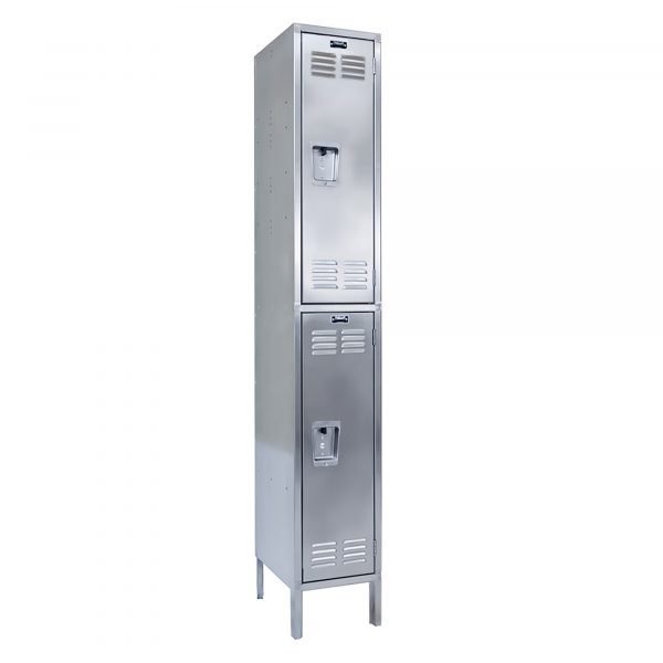 Hallowell USS1888-2A Stainless Steel Locker, Double Tier (78"H x 18"W, Silver, Add-On)