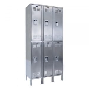 Hallowell USS3888-2A Stainless Steel Locker, Double Tier (78"H x 54"W, Silver, Add-On)