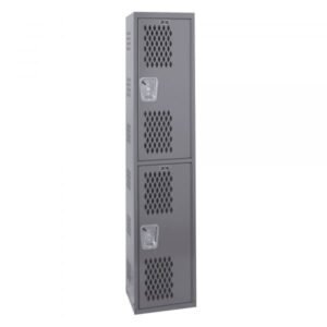 Hallowell HWBA282-2HG Welded Single-Point Vented Locker, Double Tier (72"H x 12"W, Dark Gray, Starter)