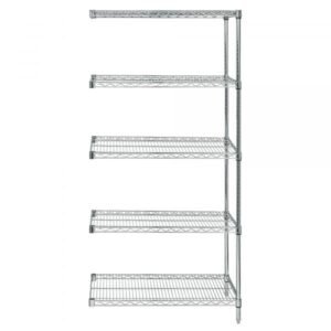 Quantum AD63-2436S-5 5 Shelf Stainless Wire Add-On Unit 24in D x 36in W x 63in H