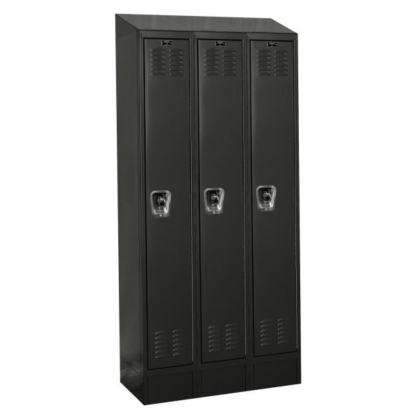 Hallowell UW3288-3MEW Metal-Wood Hybrid Locker, Triple Tier (78"H x 36"W, Black, Starter)