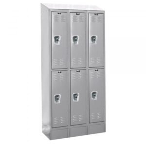 Hallowell URB3258-2ASB-PL ReadyBuilt Sloped-Top Locker, Double Tier (83"H x 36"W, Gray, Starter)