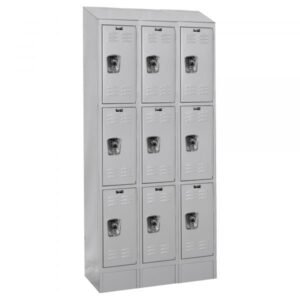 Hallowell URB3228-3ASB-PL Triple Tier ReadyBuilt Locker Sloped Top 82in H Gray